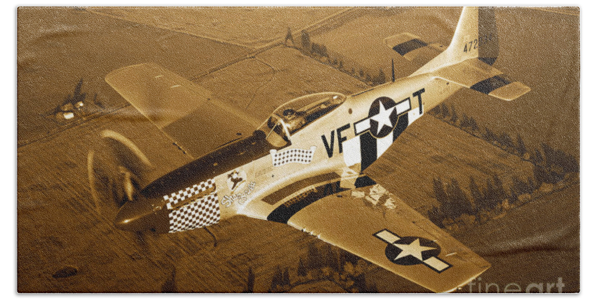 Transportation Bath Towel featuring the photograph A North American P-51d Mustang by Scott Germain