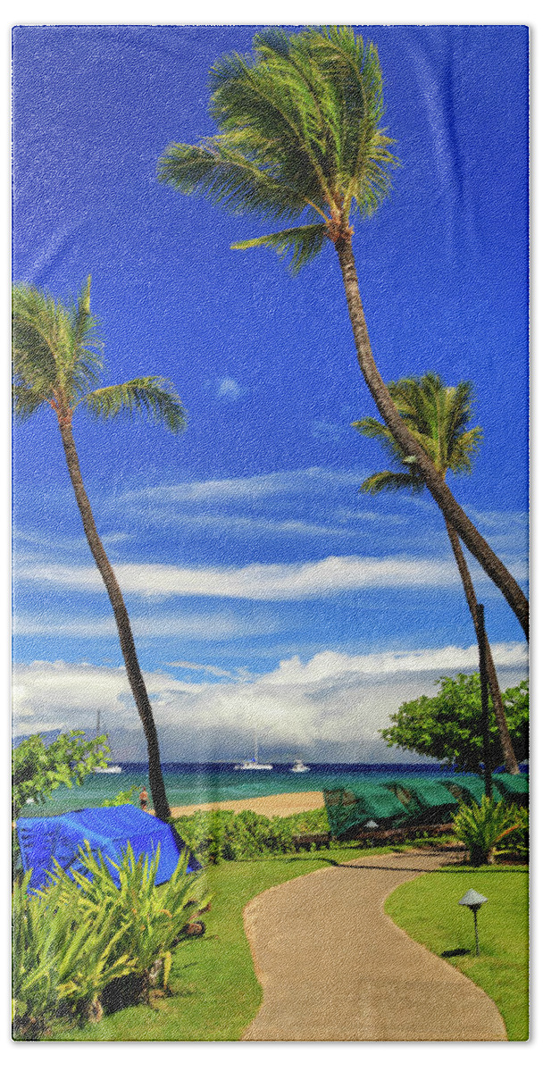 Path Hand Towel featuring the photograph A Path In Kaanapali by James Eddy