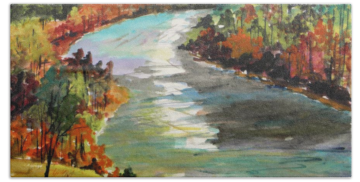 Delaware River Bath Towel featuring the painting A Private View by John Williams