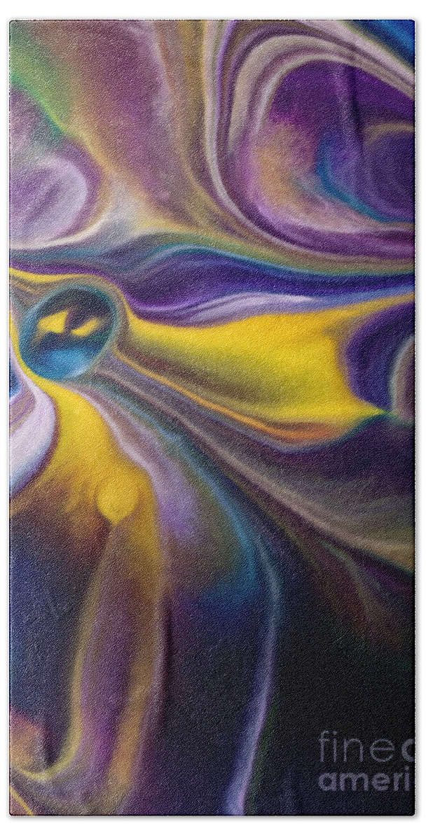 Abstract Bath Towel featuring the painting A Question of Balance by Patti Schulze