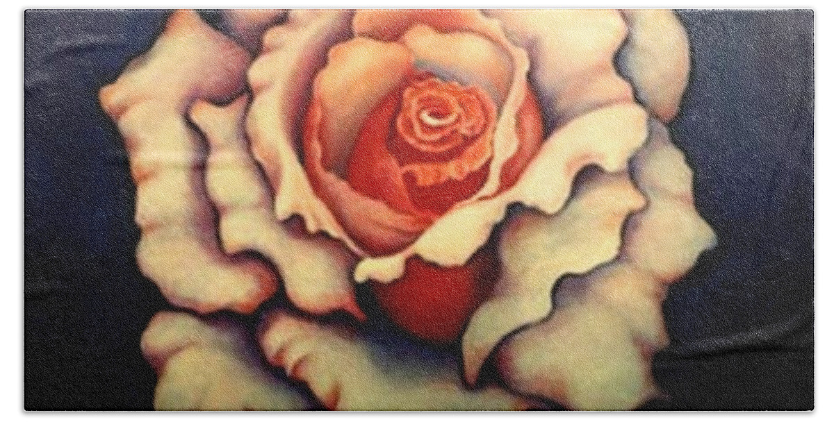 Flower Bath Towel featuring the painting A Rose by Jordana Sands