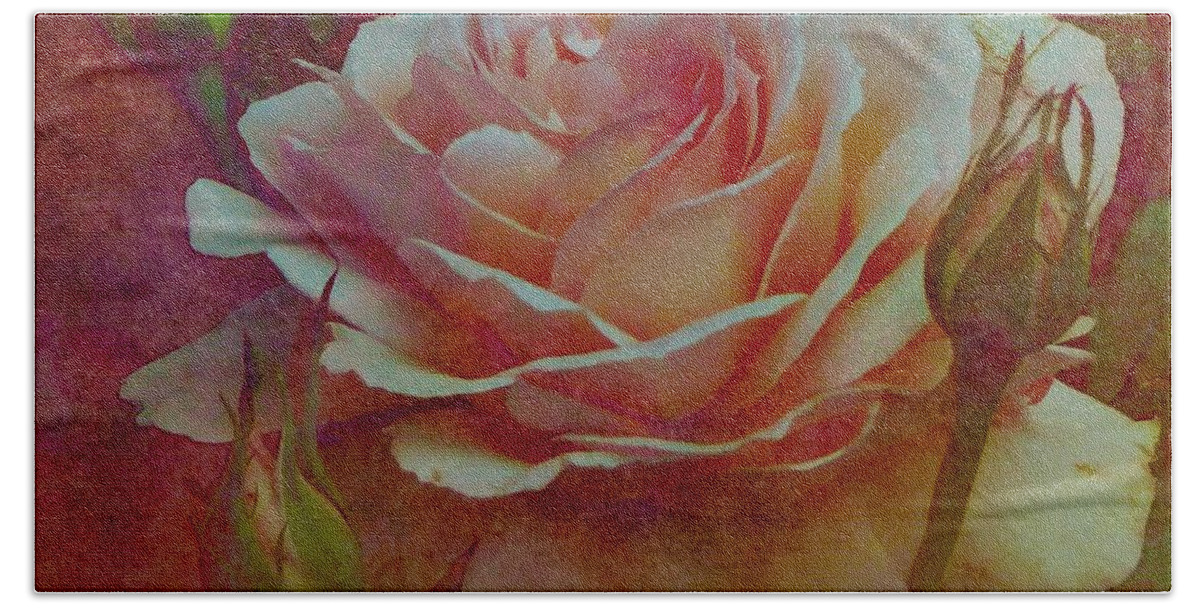 Flower Bath Towel featuring the mixed media A Rose by MaryLee Parker