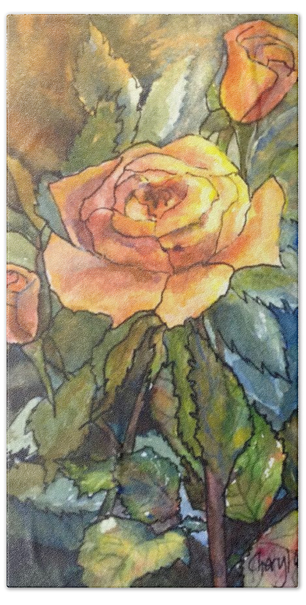 Roses Hand Towel featuring the painting A Rose Without Thorns by Cheryl Wallace