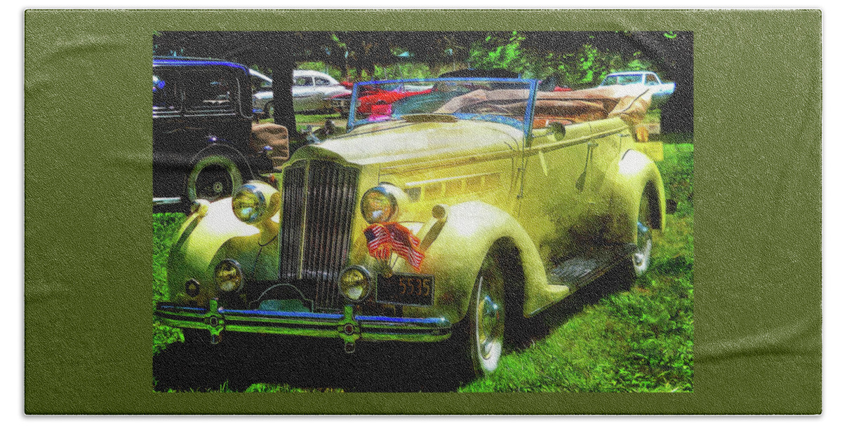 Hdr Bath Towel featuring the photograph A Snappy Looking 1937 Packard Convertible by Thom Zehrfeld