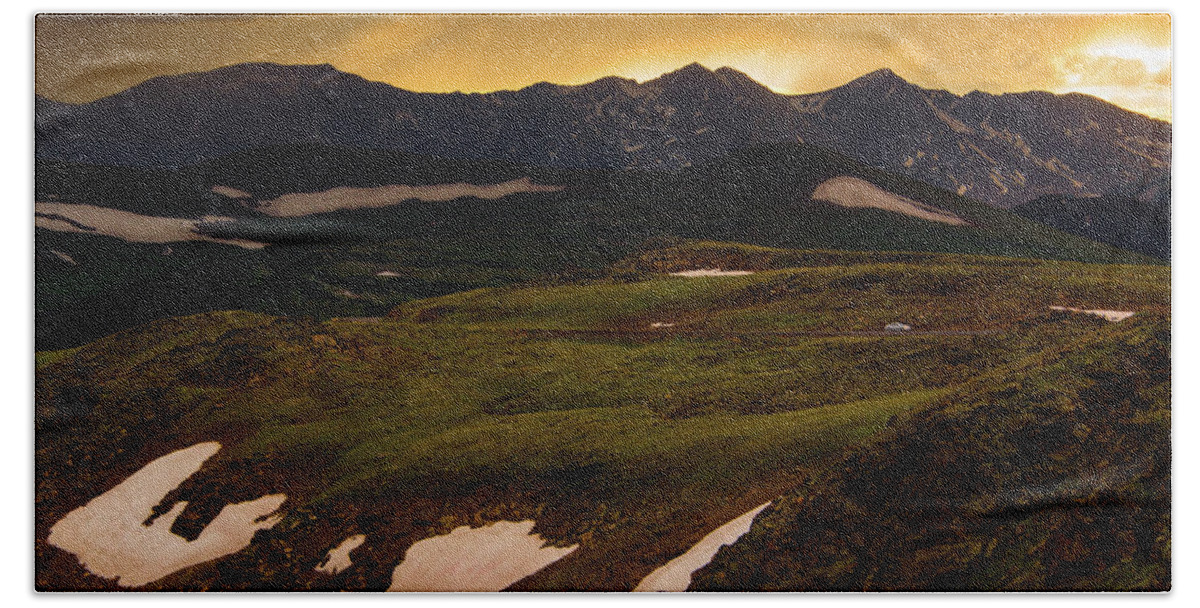 Colorado Hand Towel featuring the photograph A Stormy Alpine Sunset by John De Bord