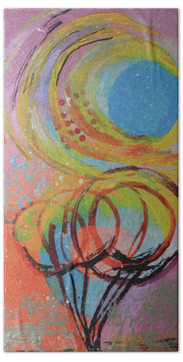 Bright Hand Towel featuring the mixed media A Sunny Day by April Burton