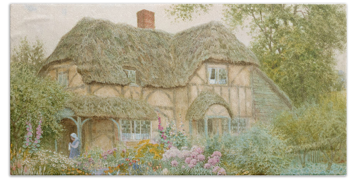 A Surrey Cottage By Arthur Claude Strachan Hand Towel featuring the painting A Surrey Cottage by Arthur Claude Strachan