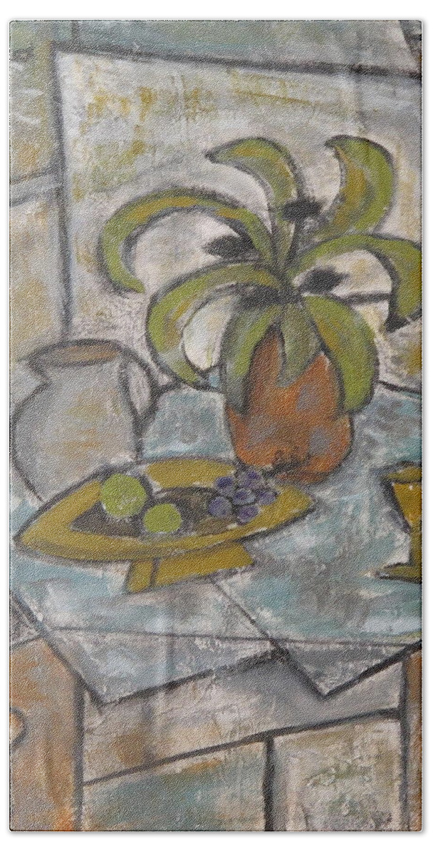 Still Life Bath Towel featuring the painting A Toast to Tranquility by Trish Toro