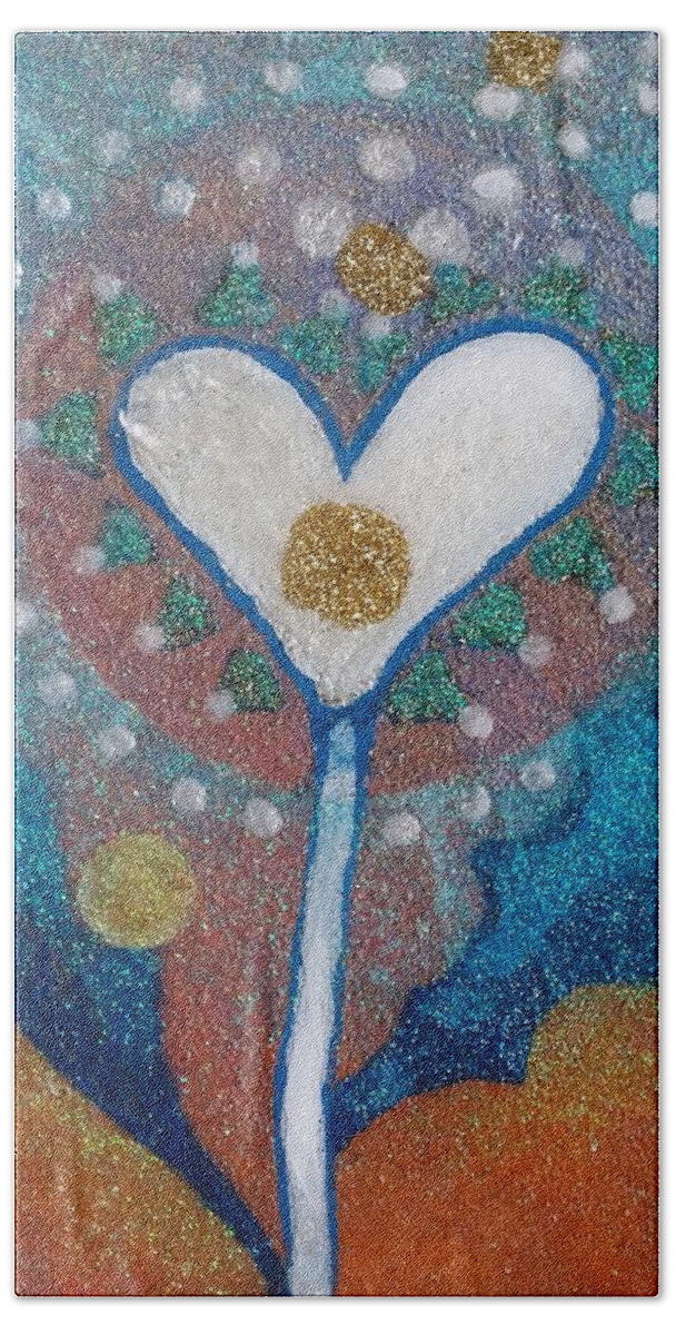 Dandelion Bath Towel featuring the painting A Type of Dandelion by Corey Habbas