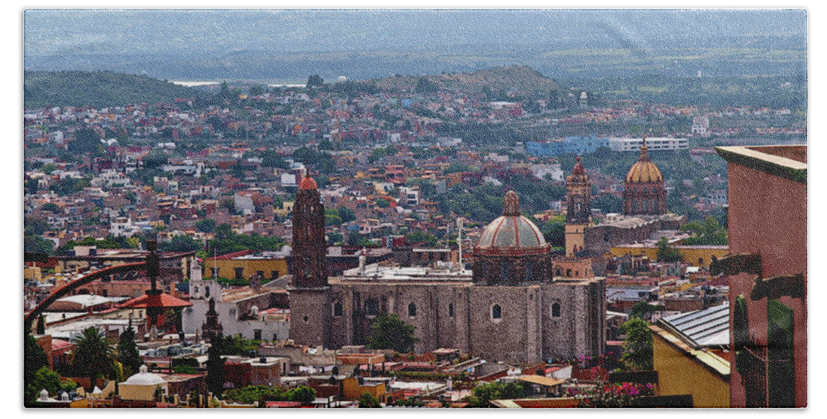 Rebecca Dru Photography Hand Towel featuring the photograph A view of San Miguel de Allende by Rebecca Dru