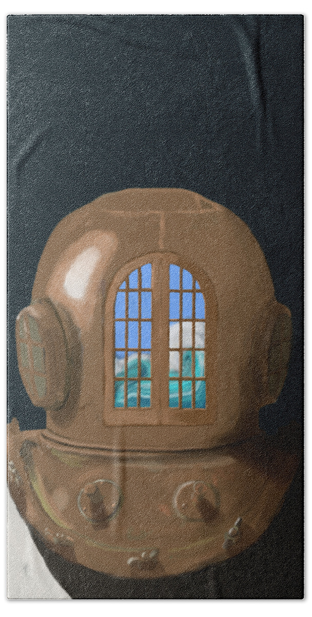 Illustration Hand Towel featuring the digital art A Wave Inside The Helmet by Keshava Shukla