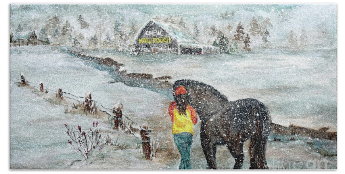 Winter Hand Towel featuring the painting A Winter Walk by Deb Arndt