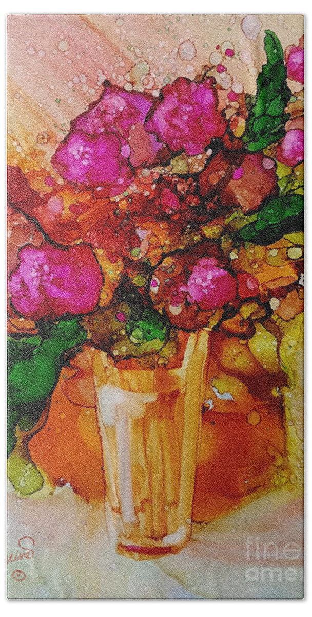 Bright Bath Towel featuring the mixed media Aaaah Spring by Francine Dufour Jones