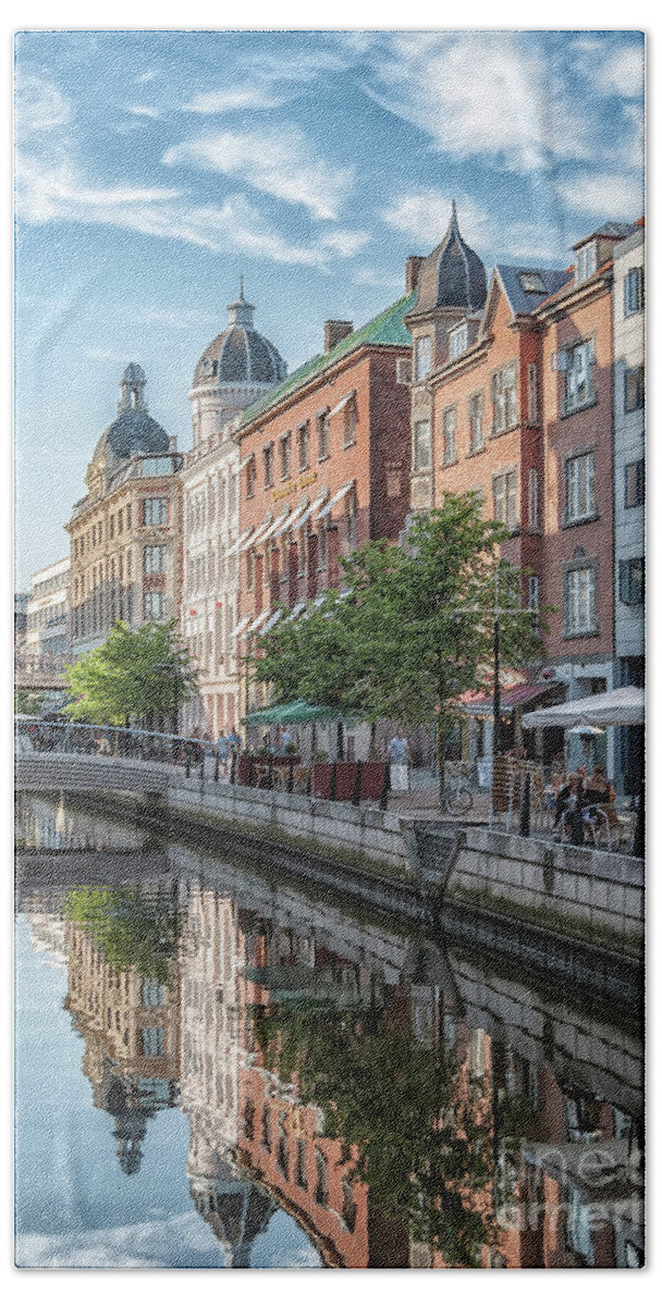 Aarhus Hand Towel featuring the photograph Aarhus Afternoon Canal Scene by Antony McAulay