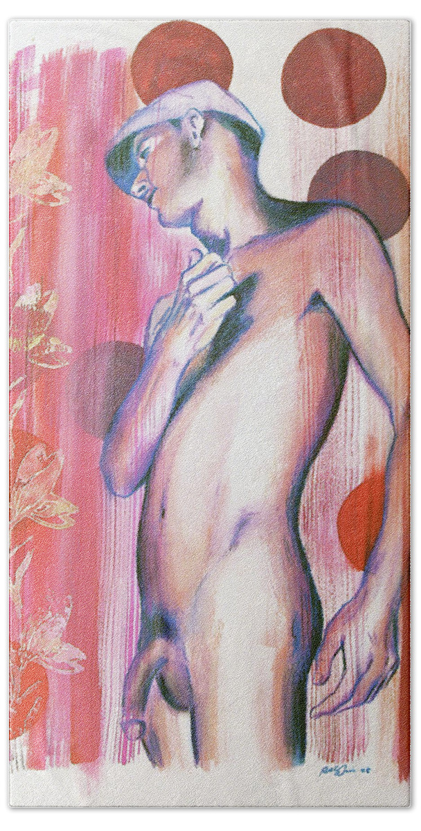 Male Youth Bath Towel featuring the painting Dangerous Boys and Attraction by Rene Capone