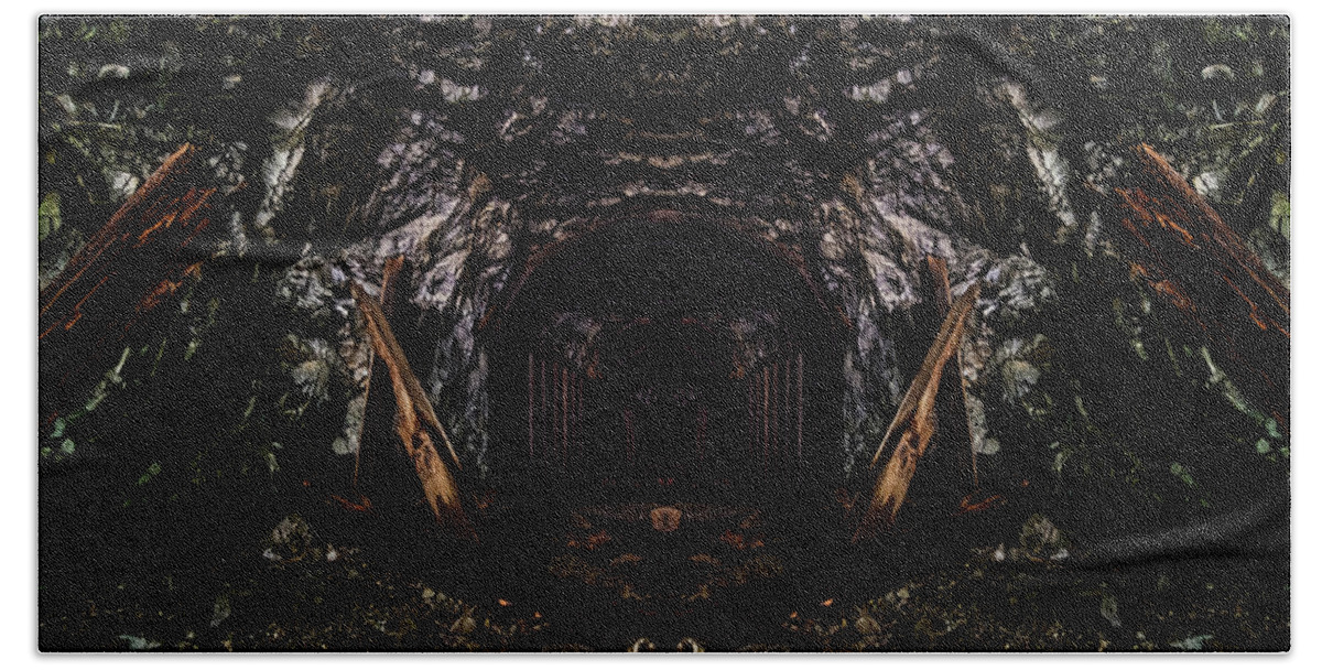 Tunnel Bath Towel featuring the digital art Abandoned Railroad Tunnel Reflection by Pelo Blanco Photo