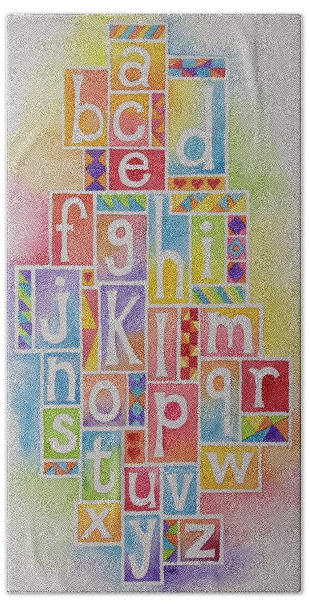 Abcs Hand Towel featuring the painting ABC Quilt by Lael Rutherford