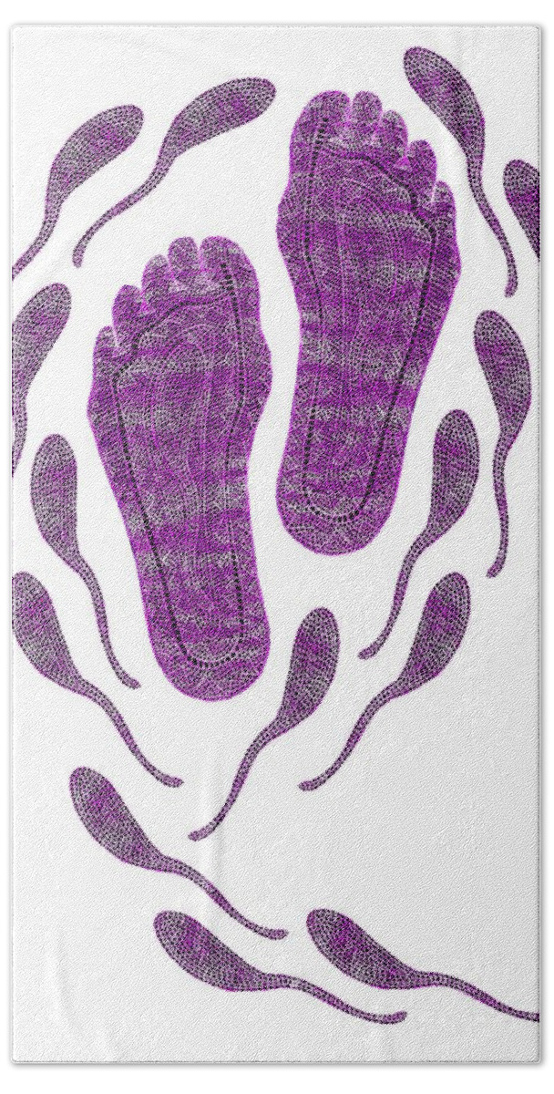 Aboriginal Feet Bath Towel featuring the digital art Aboriginal Footprints Purple Transparent Background by Barbara St Jean