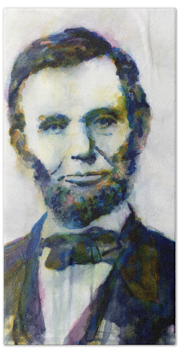 Abraham Hand Towel featuring the painting Abraham Lincoln Portrait Study 2 by Hailey E Herrera
