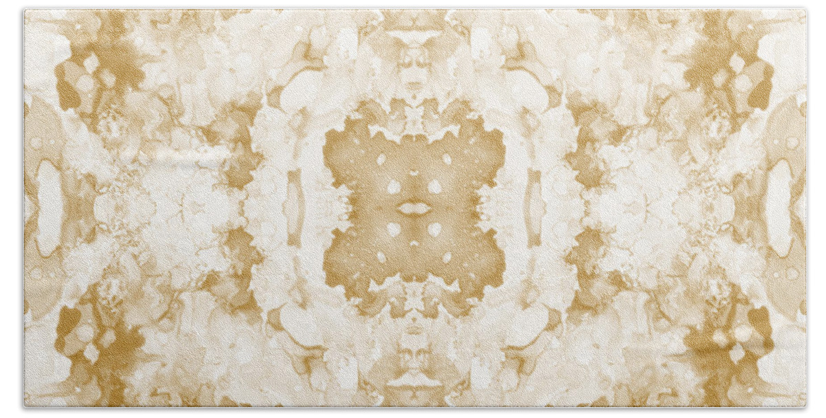 Abstract Bath Towel featuring the mixed media Abstract 20 Sepia by Lucie Dumas