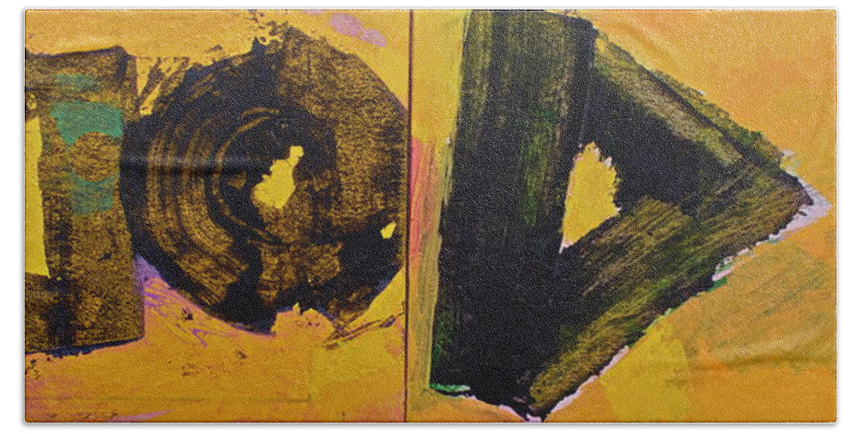 Abstract Paintings Hand Towel featuring the painting Abstract 2071-diptych by Cliff Spohn