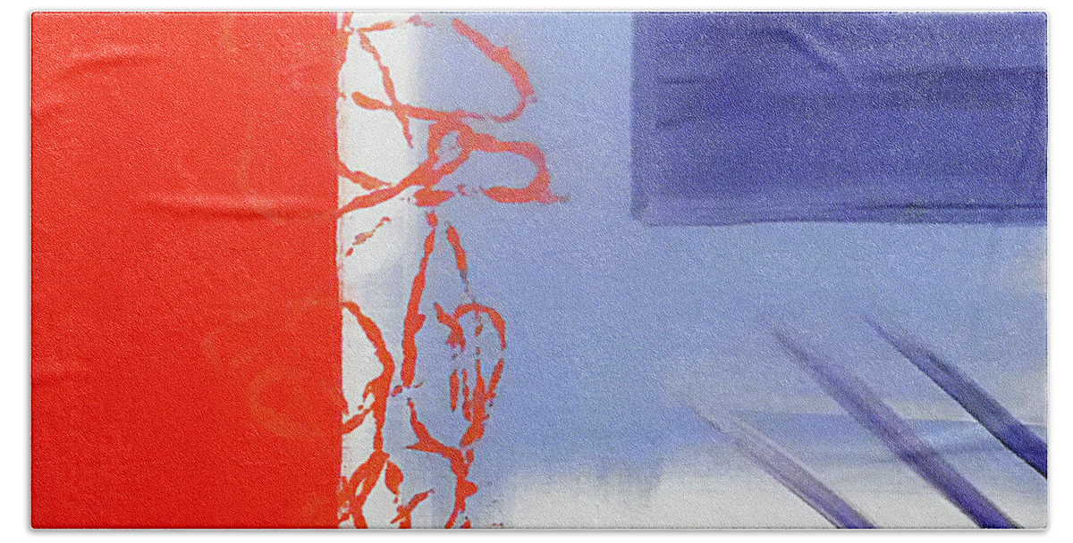 Red White Blue Bath Towel featuring the painting Abstract America by Jilian Cramb - AMothersFineArt
