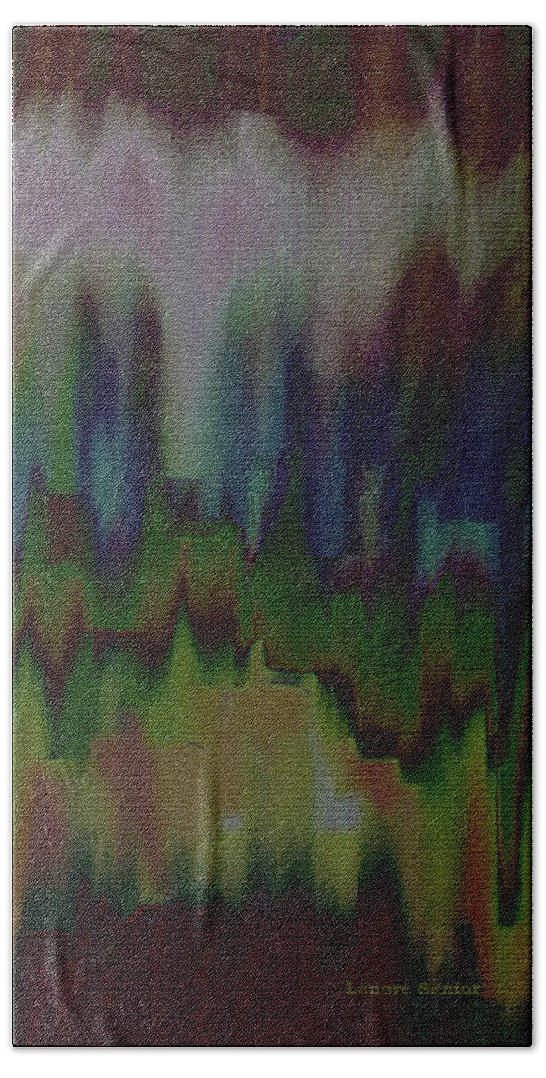 Abstract Bath Towel featuring the painting Abstract - Another View of the City by Lenore Senior