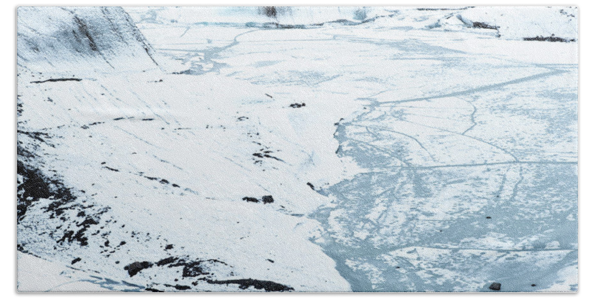 Winter Landscape Bath Towel featuring the photograph Glacier Winter Landscape, Iceland with by Michalakis Ppalis