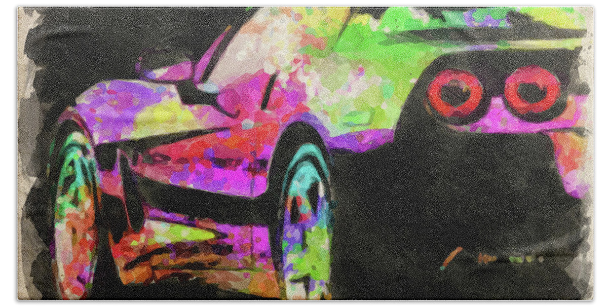 Chevy Hand Towel featuring the photograph Abstract Corvette Watercolor by Ricky Barnard