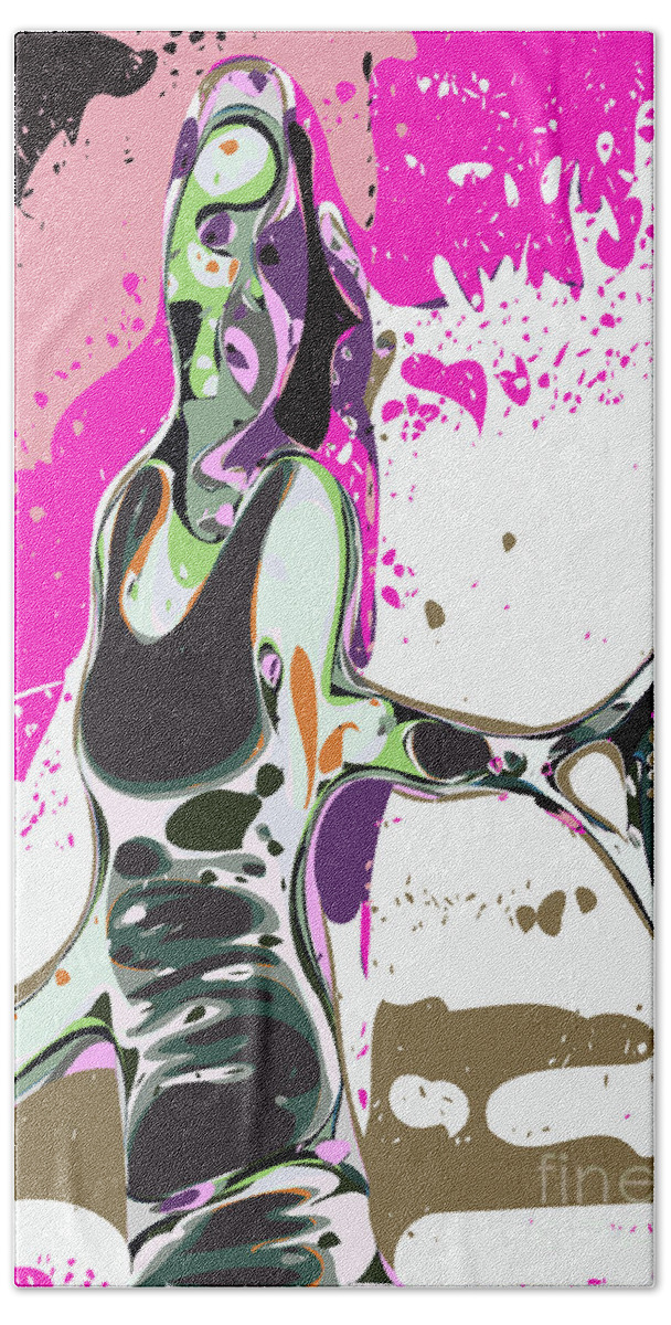  Tennis Hand Towel featuring the digital art Abstract Female Tennis Player by Chris Butler