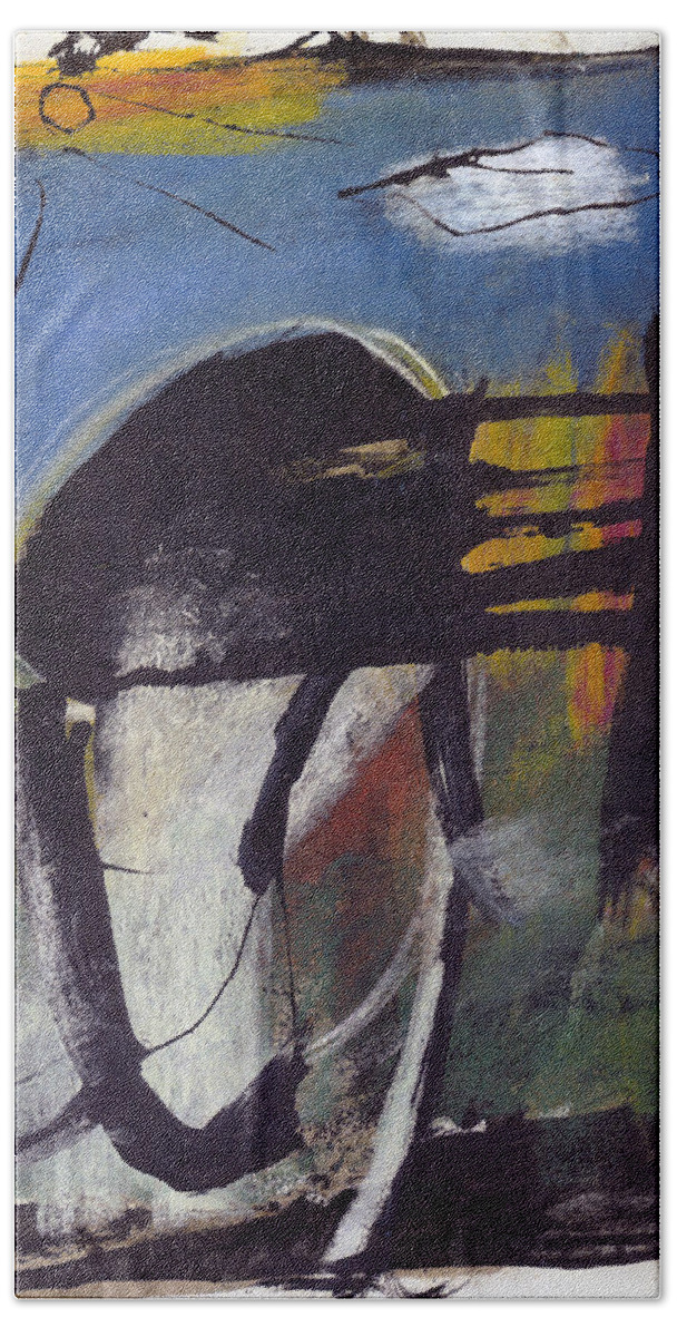Painting Bath Towel featuring the pastel Abstract Figure in Landscape by JC Armbruster