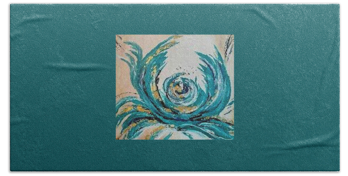 Whimsical Hand Towel featuring the painting Abstract Flower by Lynne McQueen