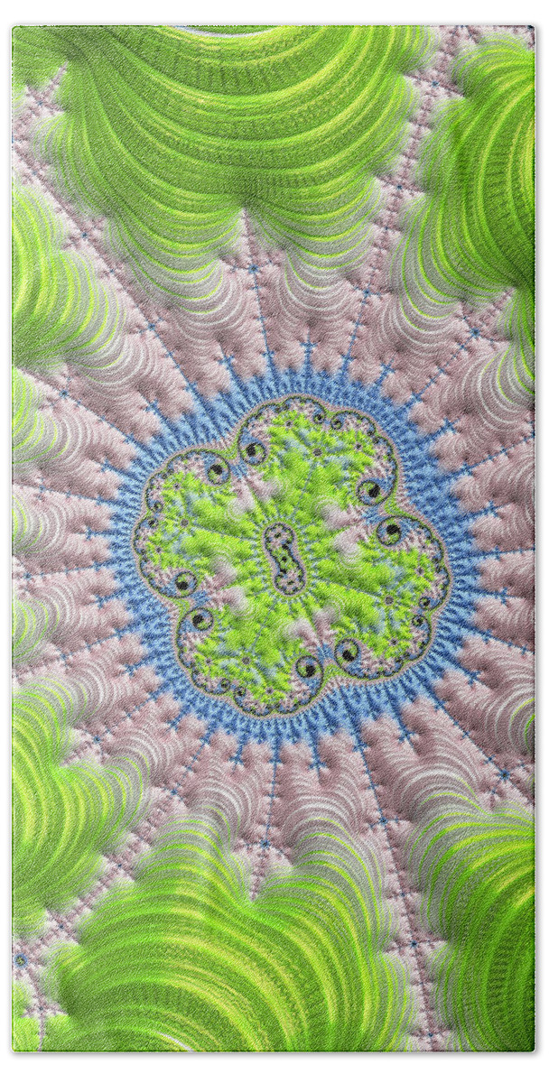 Greenery Hand Towel featuring the digital art Abstract fractal art greenery rose quartz serenity by Matthias Hauser