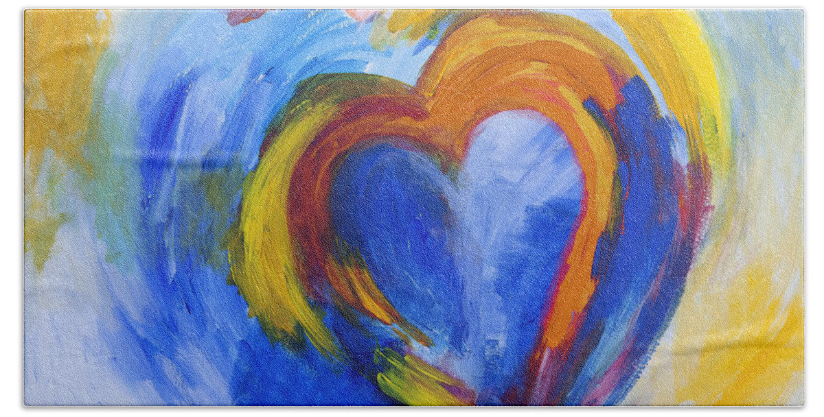 Heart Hand Towel featuring the painting Abstract Heart Painting by Stella Levi