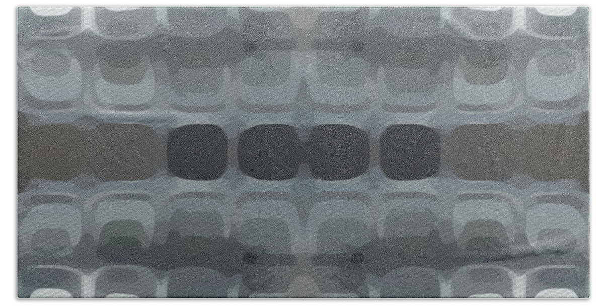 Shades Of Gray Bath Towel featuring the digital art Abstract Horizontal Tile Pattern - Gray by Jason Freedman