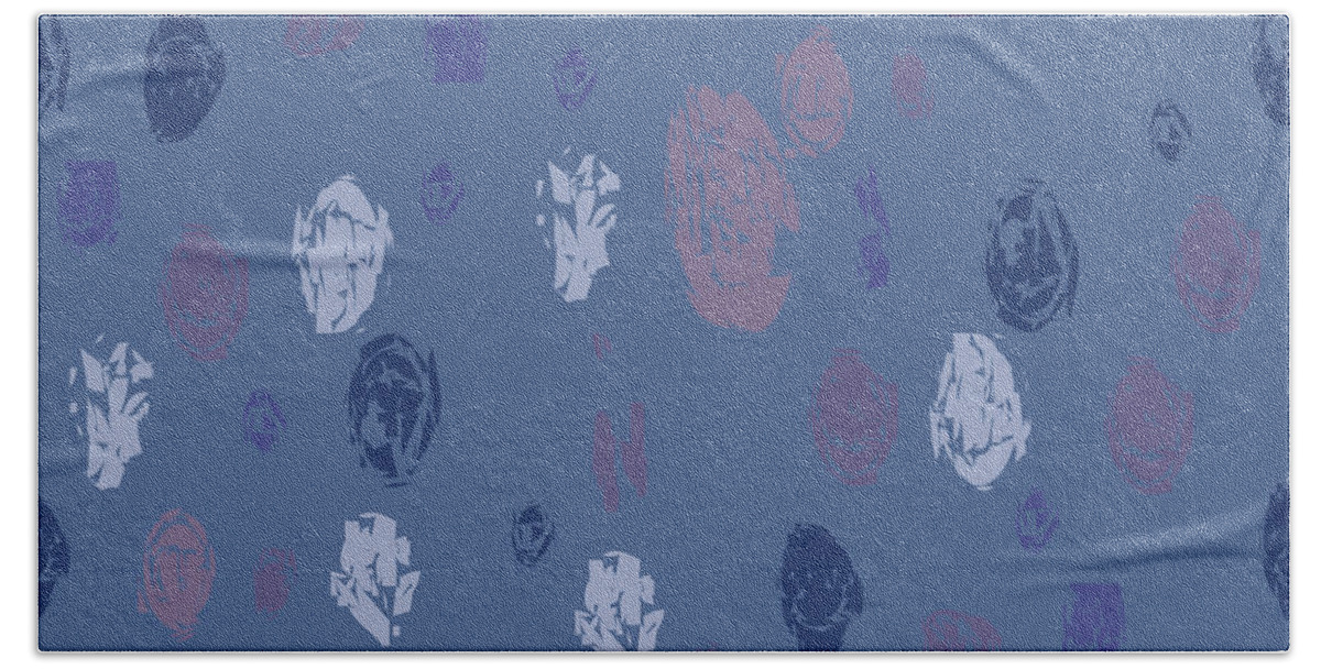 Blue Bath Towel featuring the digital art Abstract Rain on Blue by April Burton