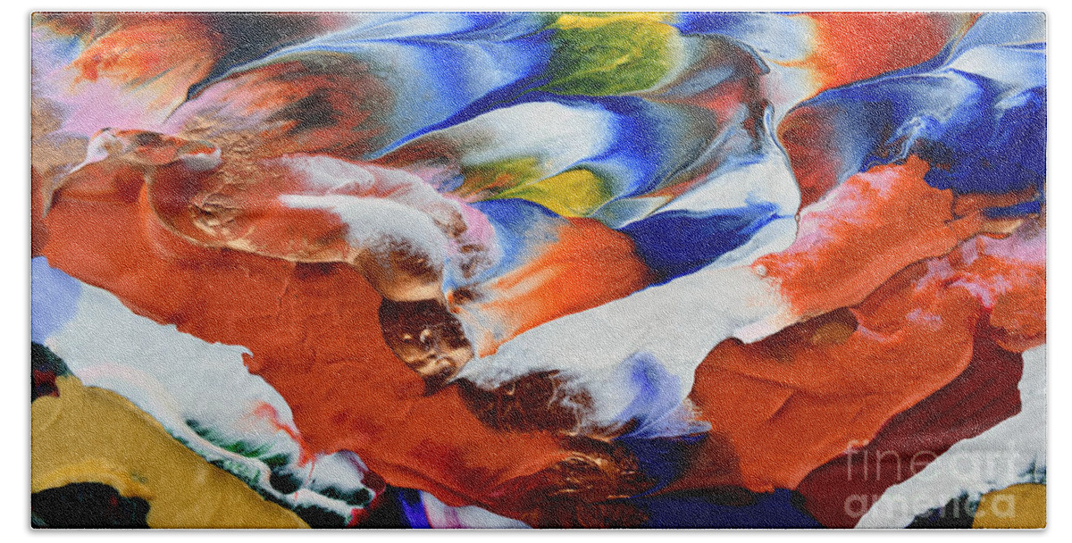 Martha Bath Towel featuring the painting Abstract Series N1015AL by Mas Art Studio