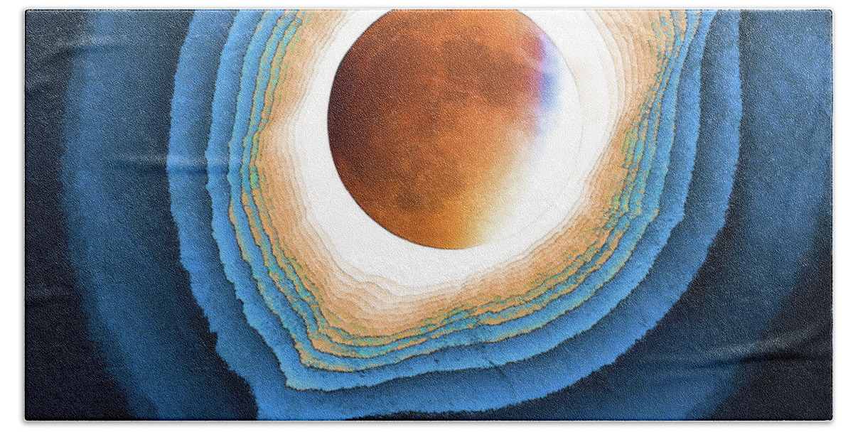  Bath Towel featuring the digital art Abstract Solar Eclipse by OLena Art by Lena Owens - Vibrant DESIGN