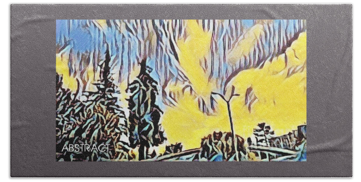 Abstract Hand Towel featuring the mixed media Abstract sunset by Steven Wills
