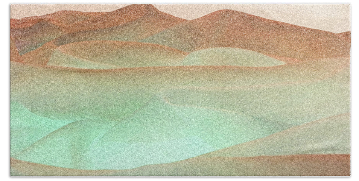 Abstract Bath Towel featuring the digital art Abstract Terracotta Landscape by Deborah Smith