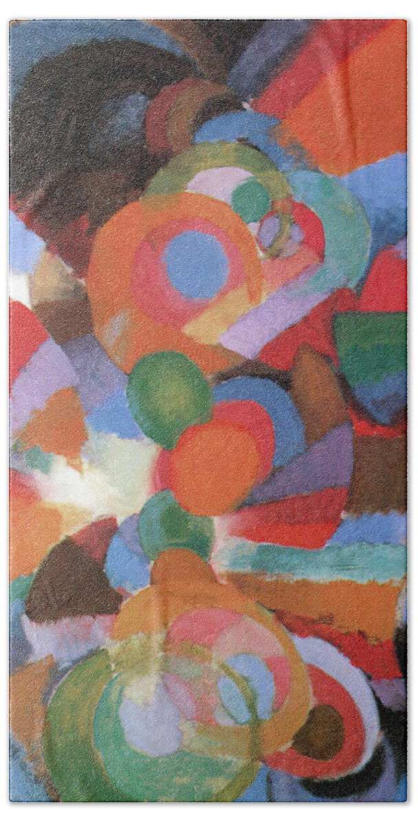 Abstraction On Spectrum Organization Bath Towel featuring the painting Abstraction on Spectrum Organization by Stanton MacDonald Wright