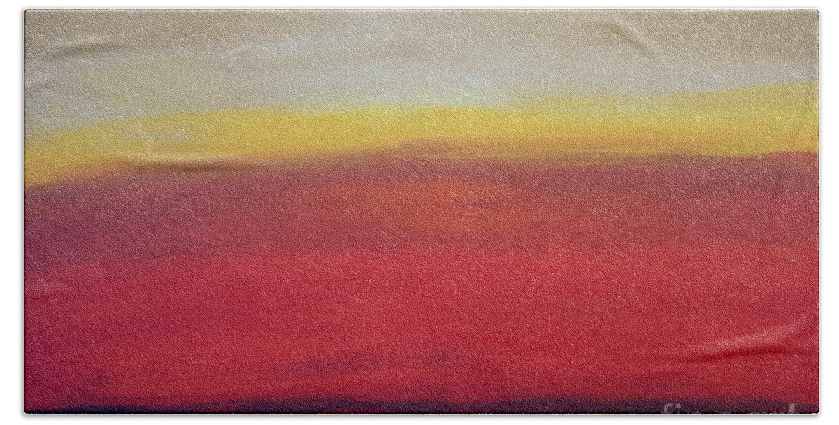 Abstract Hand Towel featuring the painting Abstract_sunset by Jimmy Clark