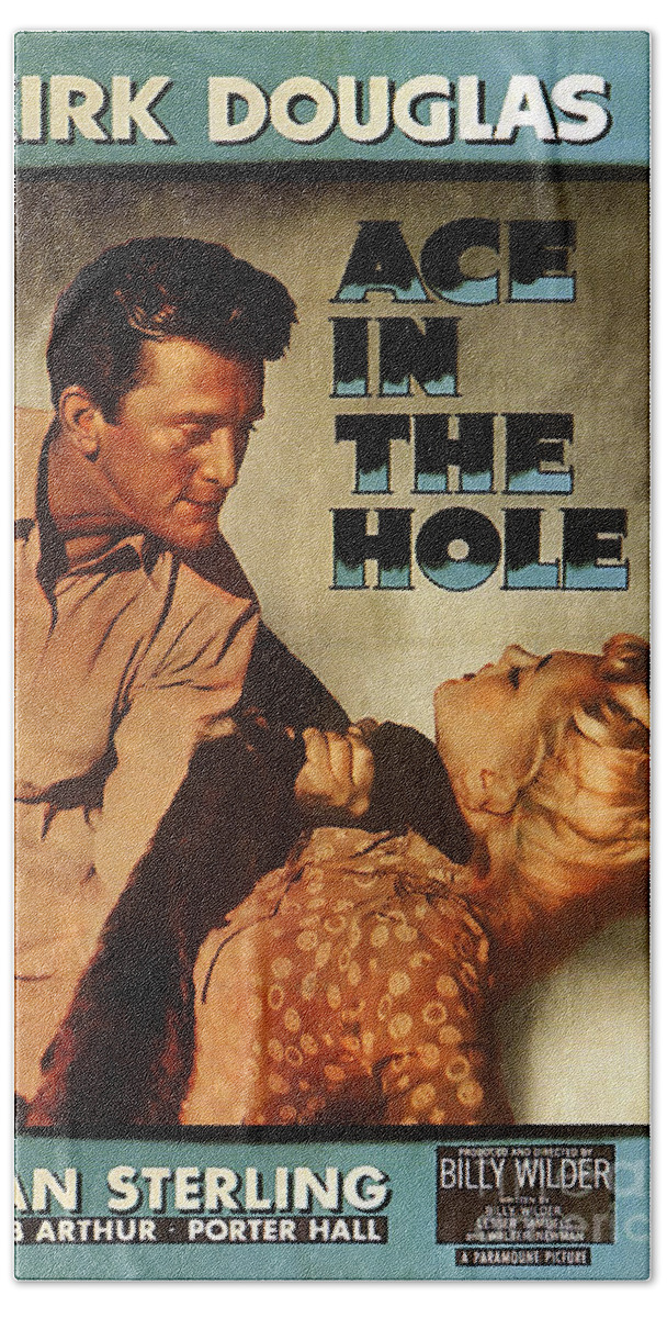 Ace In The Hole Hand Towel featuring the painting Ace in the Hole Film Noir by Vintage Collectables