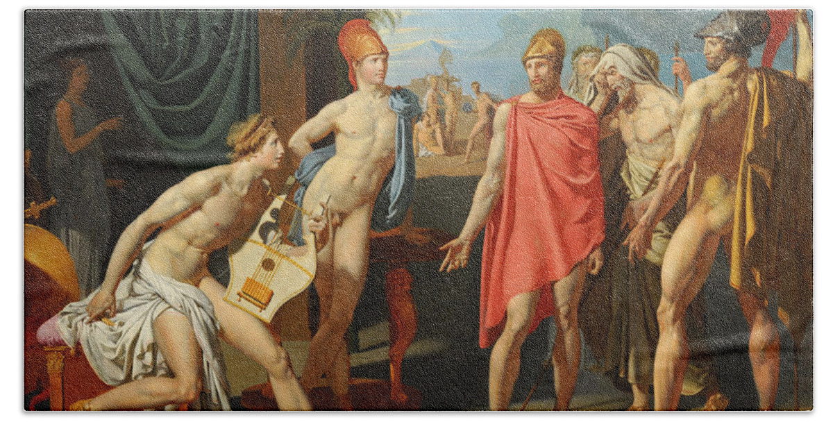 Jean-auguste-dominique Ingres Bath Towel featuring the painting Achilles Receiving the Envoys of Agamemnon by Jean-Auguste-Dominique Ingres