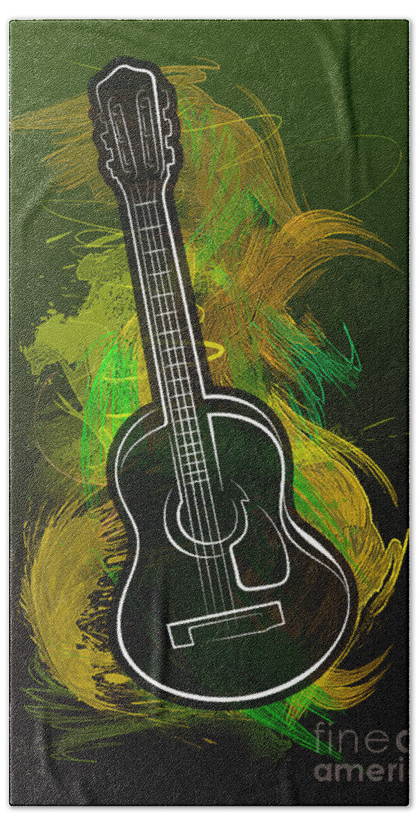 Acoustic Hand Towel featuring the digital art Acoustic Craze by Peter Awax