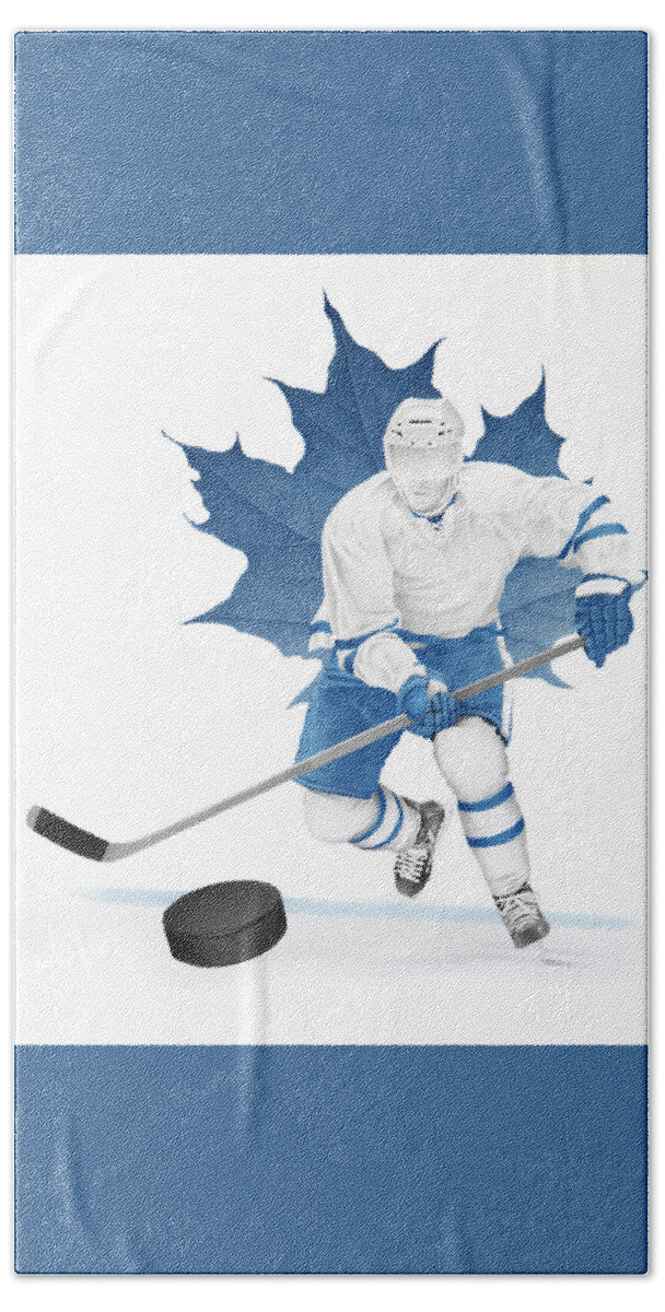Toronto Bath Towel featuring the drawing Across The Blue Line by Stirring Images
