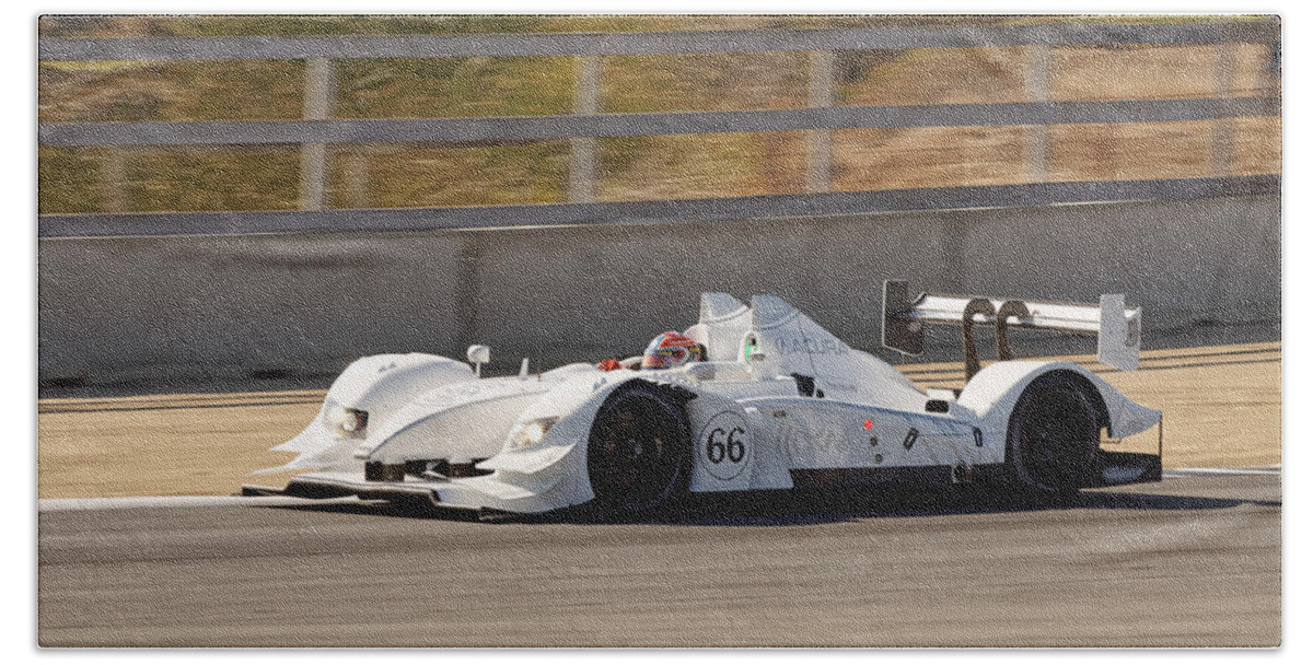 Darin Volpe Motorsports Bath Towel featuring the photograph In The Lead - Acura ARX-02 Number 66 at Laguna Seca Raceway by Darin Volpe