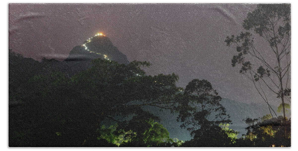 Adam Bath Towel featuring the photograph Adam's Peak by night, Dalhouisie, Sri Lanka by Lukasz Szczepanski