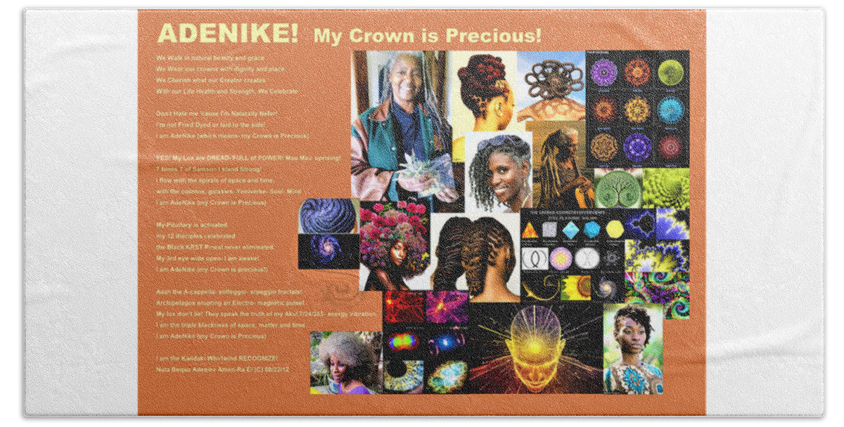 My Crown Is Precious Hand Towel featuring the digital art ADENIKE My Crown Is Precious by Adenike AmenRa