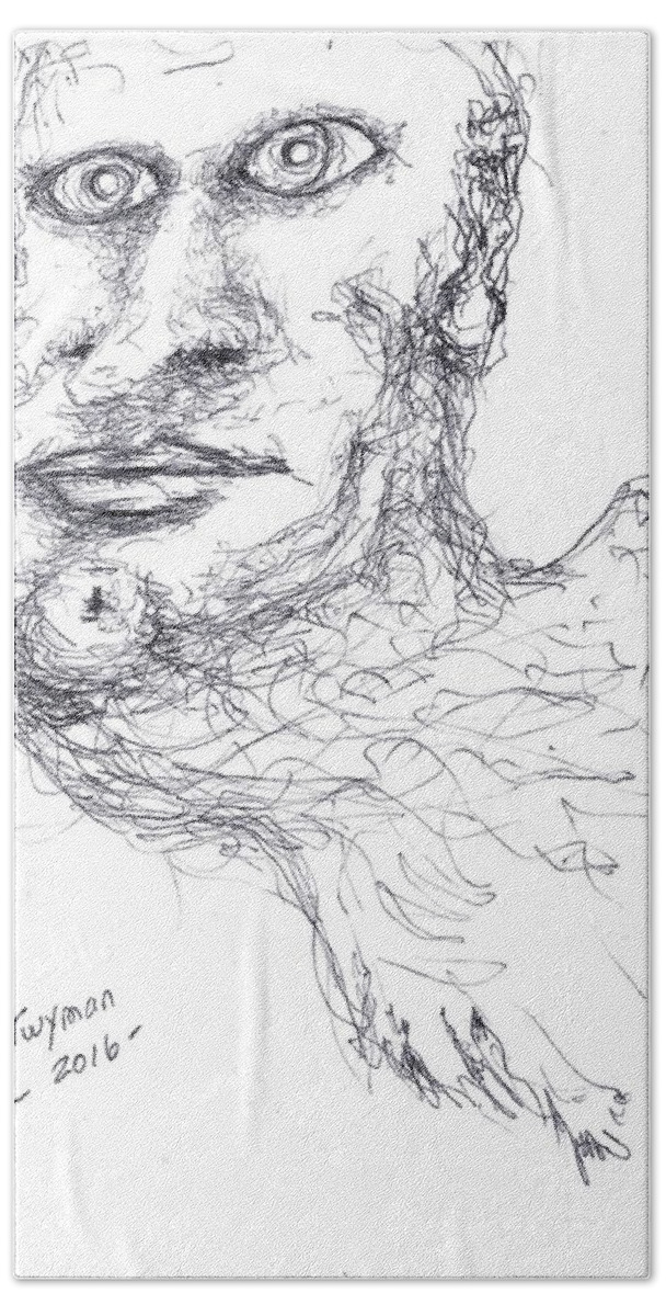 Man Bath Towel featuring the drawing Adrift by Dan Twyman